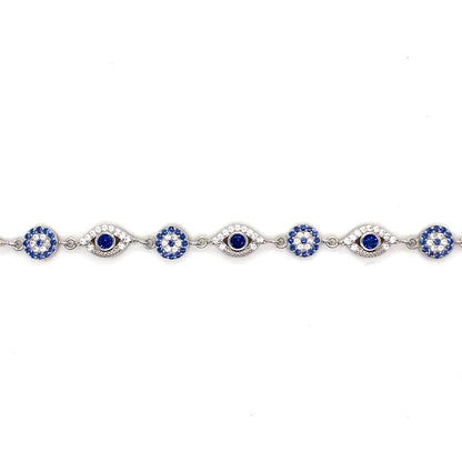 925 Sterling Silver Evil Eye CZ Bracelet