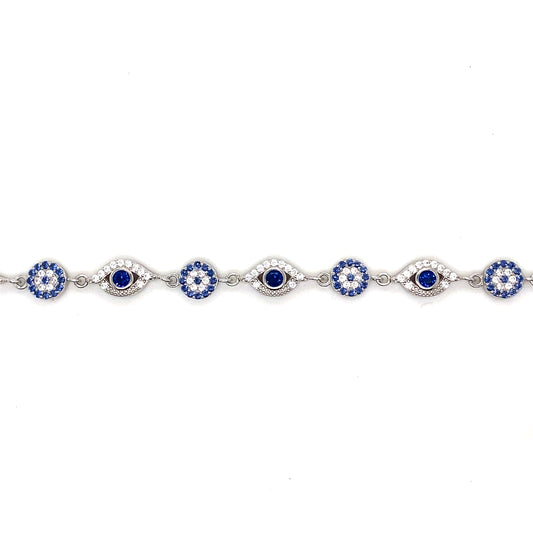 925 Sterling Silver Evil Eye CZ Bracelet