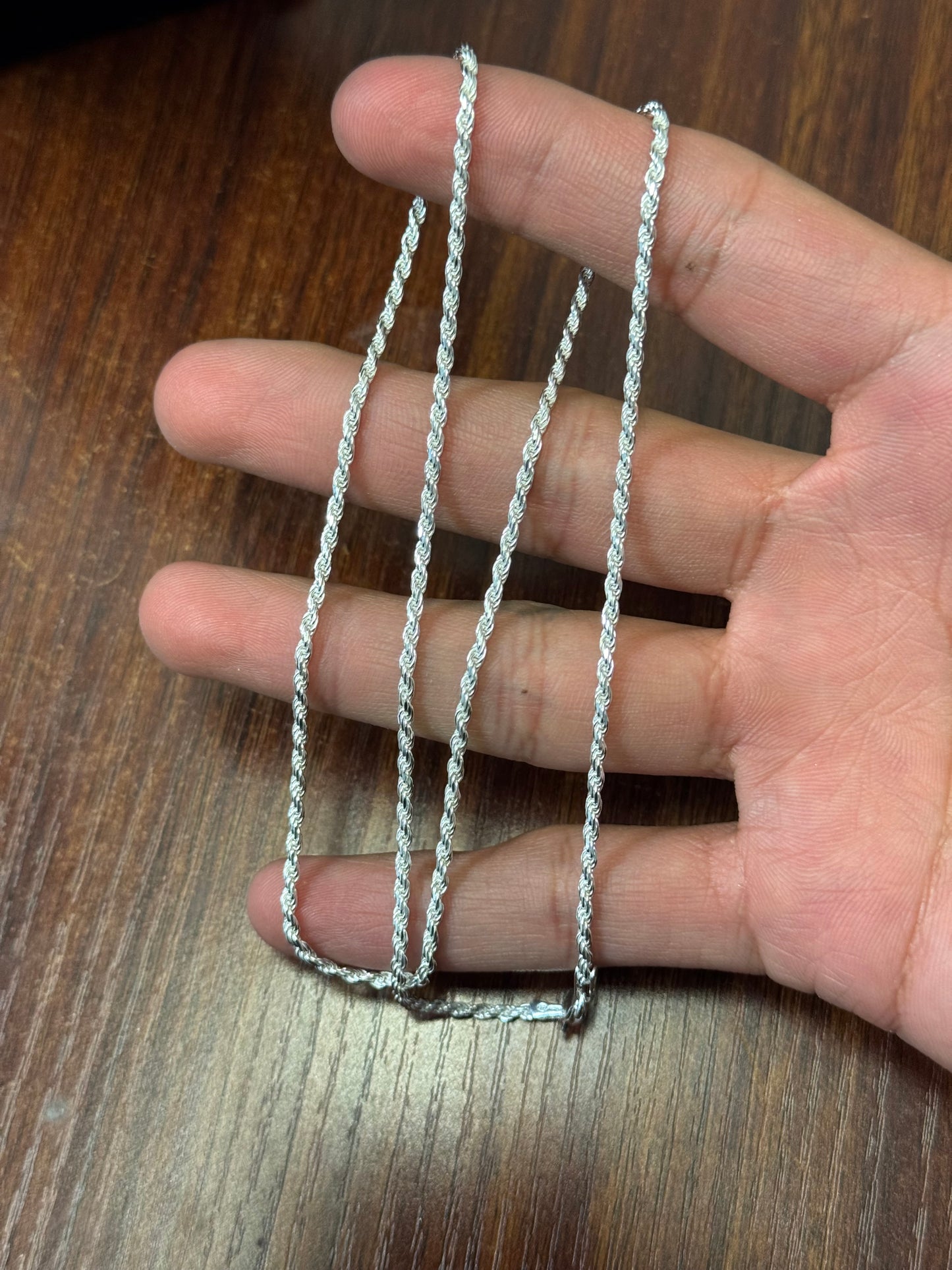 925 Sterling Silver 2MM Rope Chain Necklace
