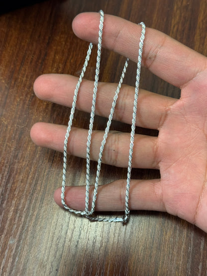 925 Sterling Silver 2MM Rope Chain Necklace