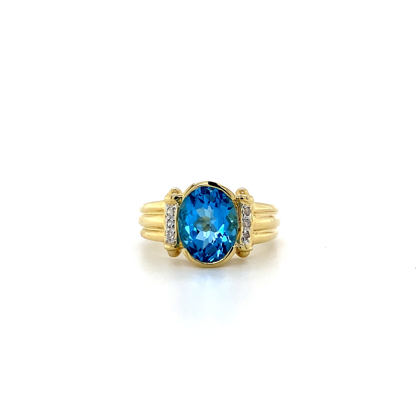 14K Yellow Gold Blue Topaz Ring