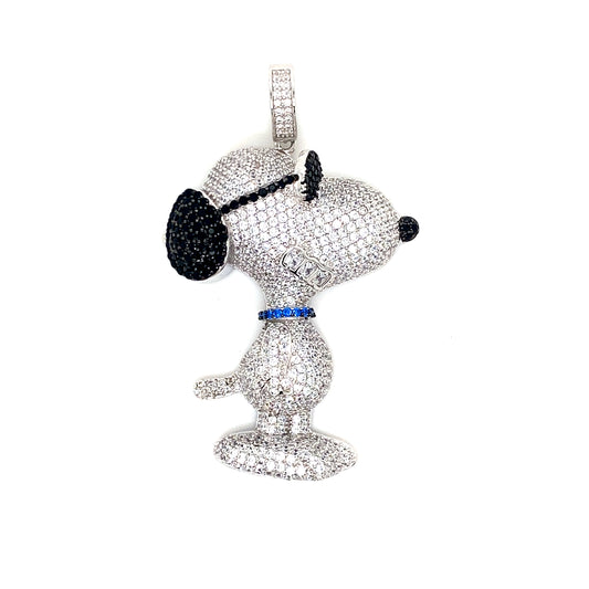 925 Sterling Silver Iced Out Snoopy