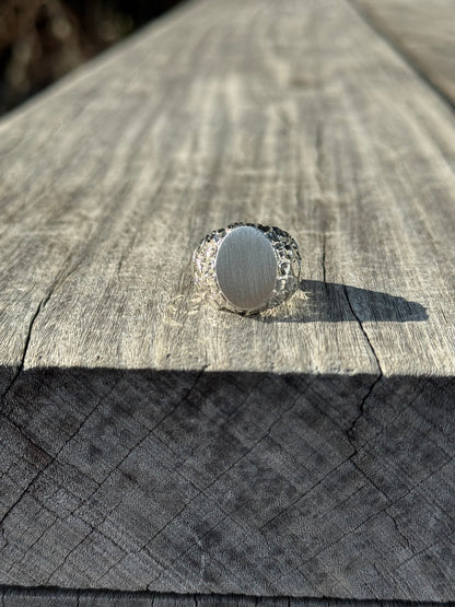 925 Silver Initial Nugget Ring