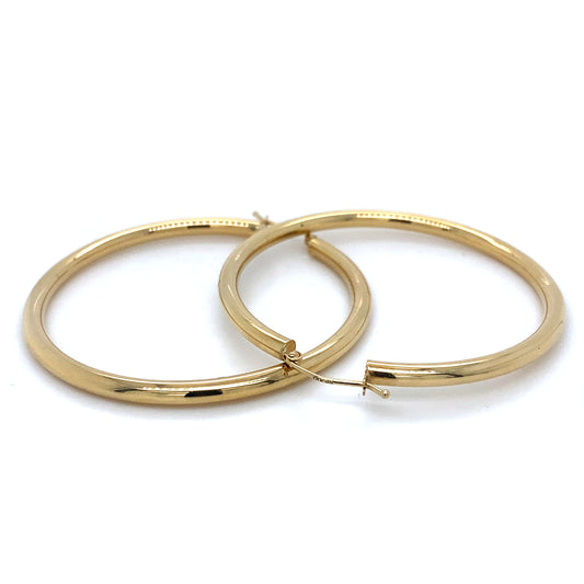 Hoop Earrings In 14K Yellow Gold 2”