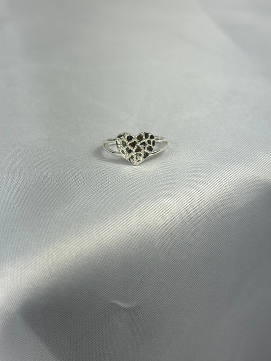 925 Silver Heart Nugget Ring