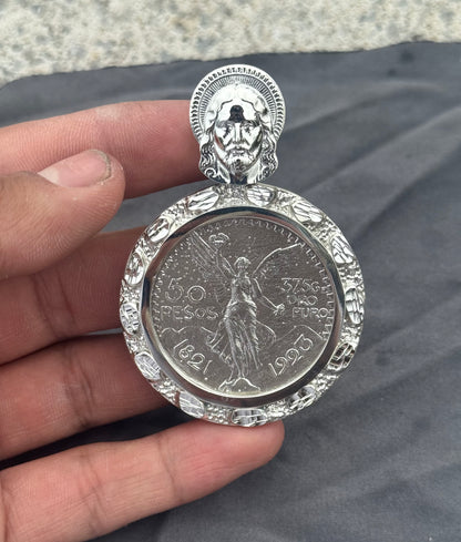 925 Silver Nugget Centenario Pendant with San Judas - D's Custom Jewelry