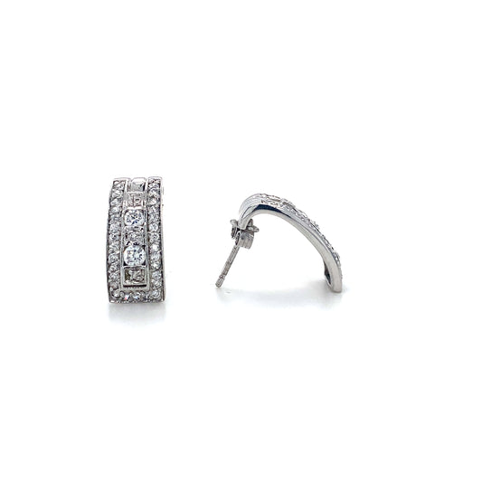Huggie Earrings In 925 Sterling Silver CZ