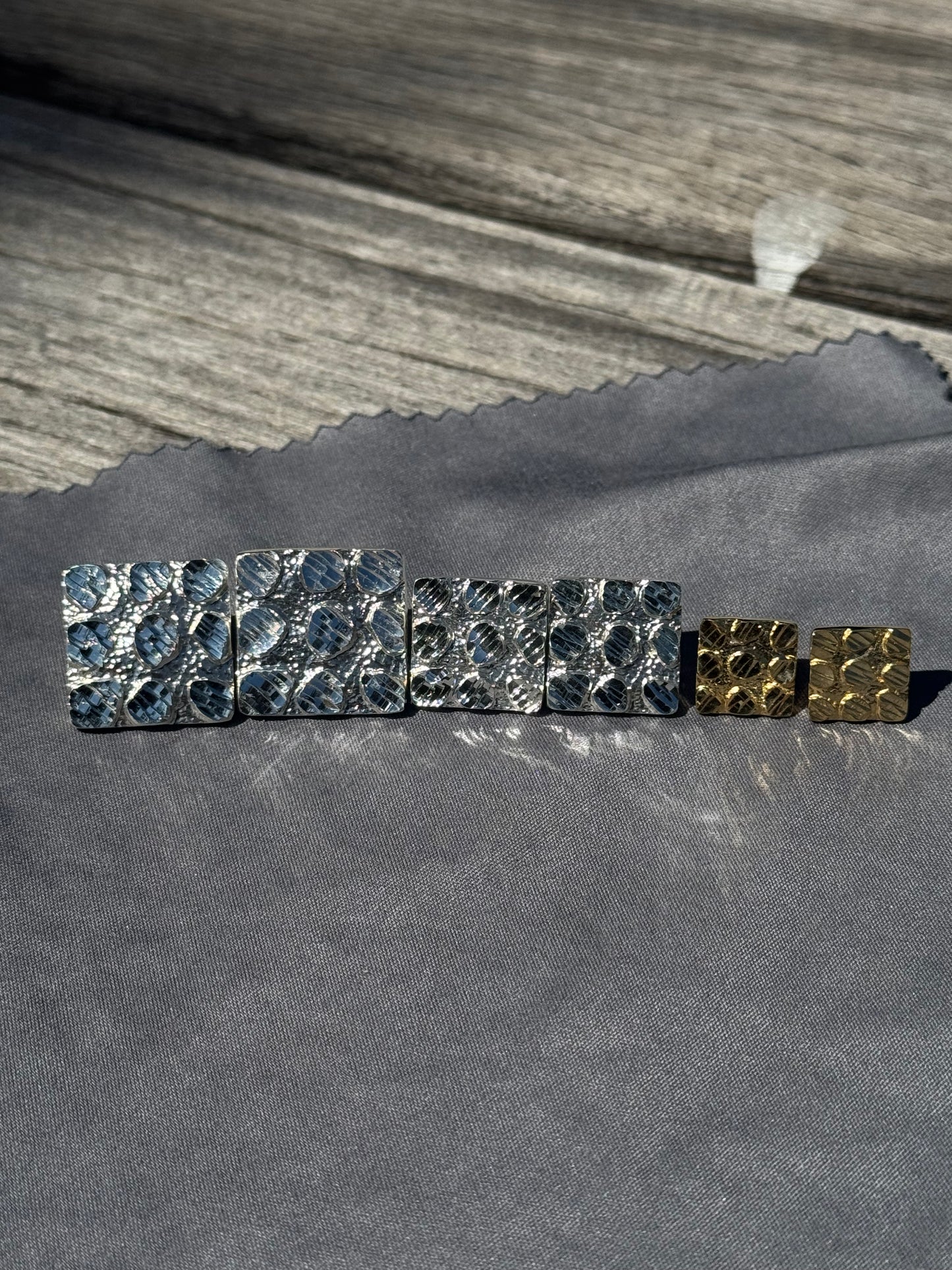925 Silver Square Nugget Earrings