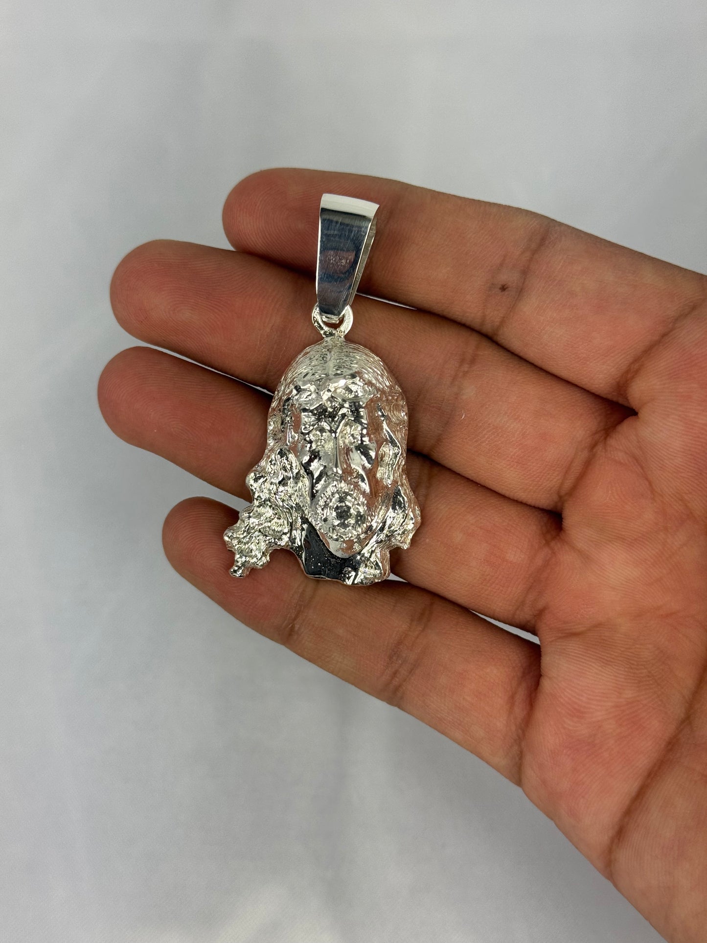 925 Silver Jesus Face Pendant 54mm x 27mm