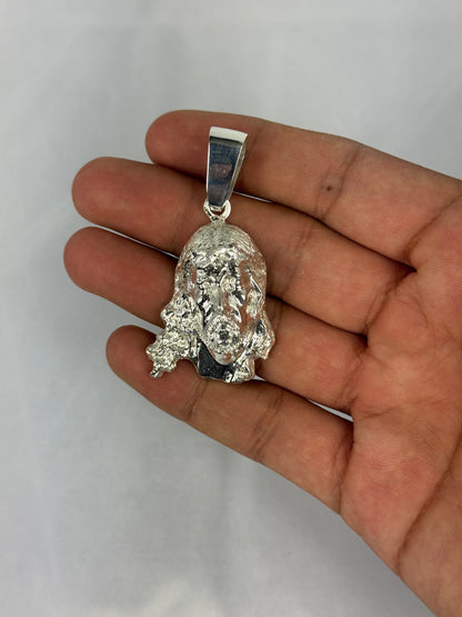 925 Silver Jesus Face Pendant 54mm x 27mm