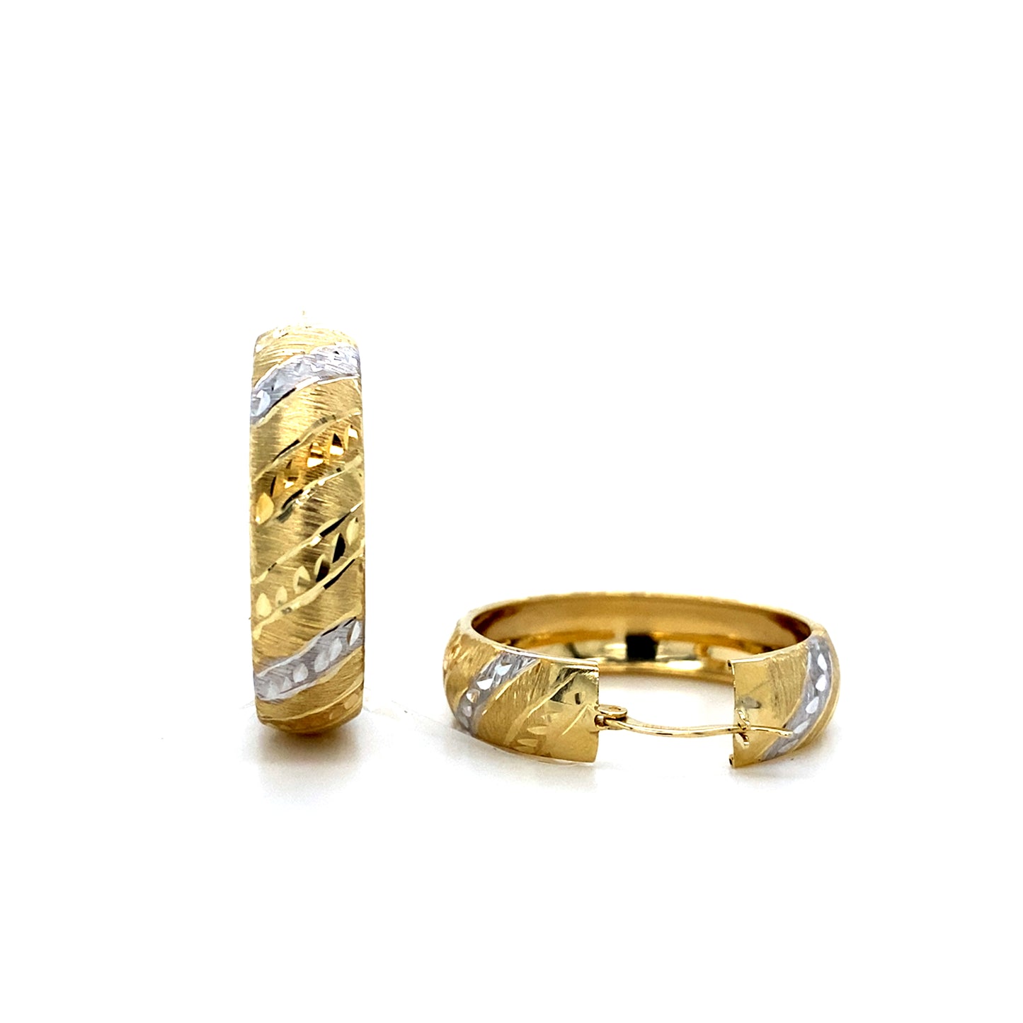 2-Tone 14K Fancy Hoop Earring