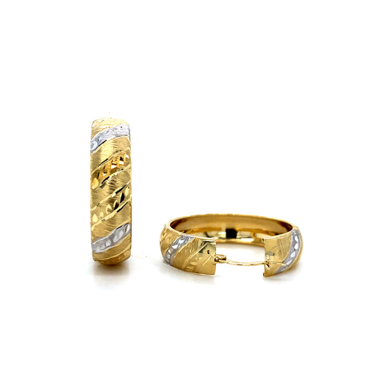 2-Tone 14K Fancy Hoop Earring