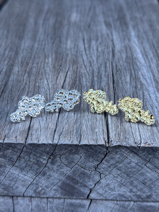 925 Silver Nugget Earrings Handmade - D's Custom Jewelry