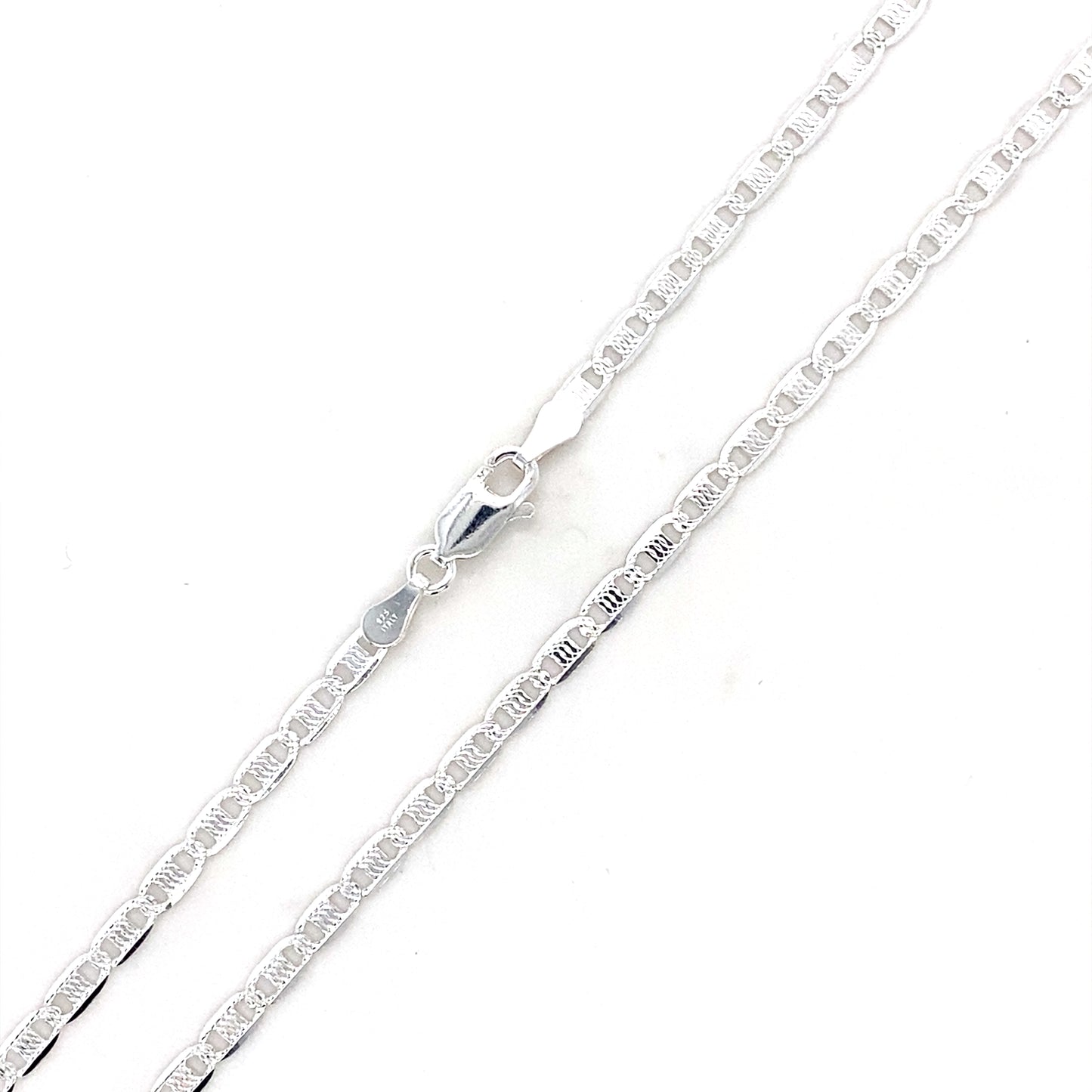 925 Sterling Silver 6 Sided Textured 2.8MM Valentino Chain