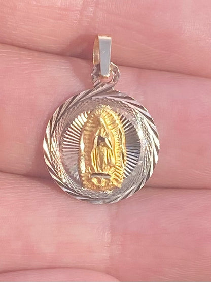 14K Multi-Tone Virgin Mary Pendant