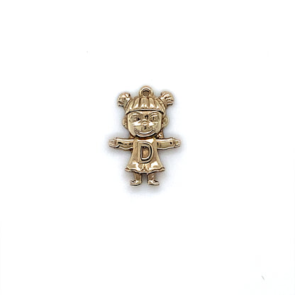 14K White Gold Letter D Charms