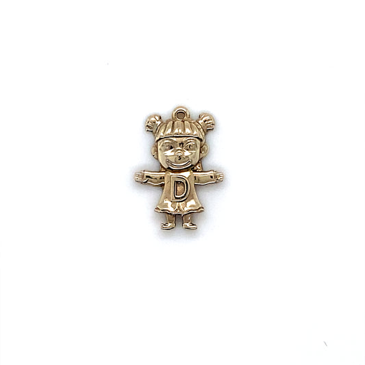 14K White Gold Letter D Charm