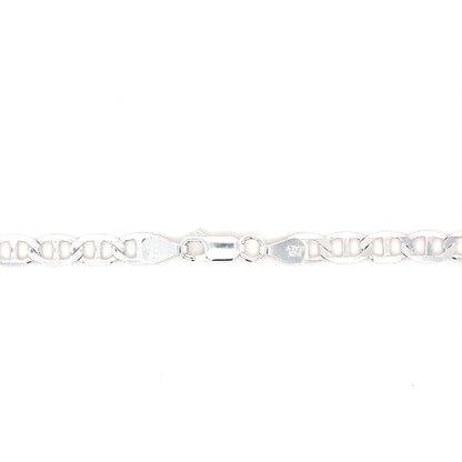 Sterling Sliver Mariner Chain Flat Link Necklaces 5.5MM 22”
