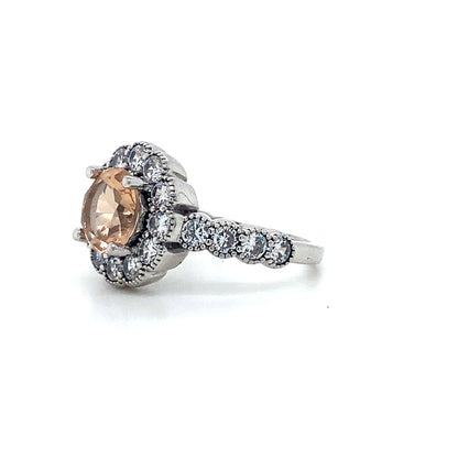 Cluster Champagne Ring In 925 Sterling Silver