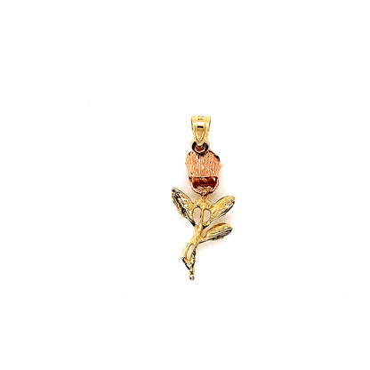 14K Multi-Tone Rose Charm Flower Pendant