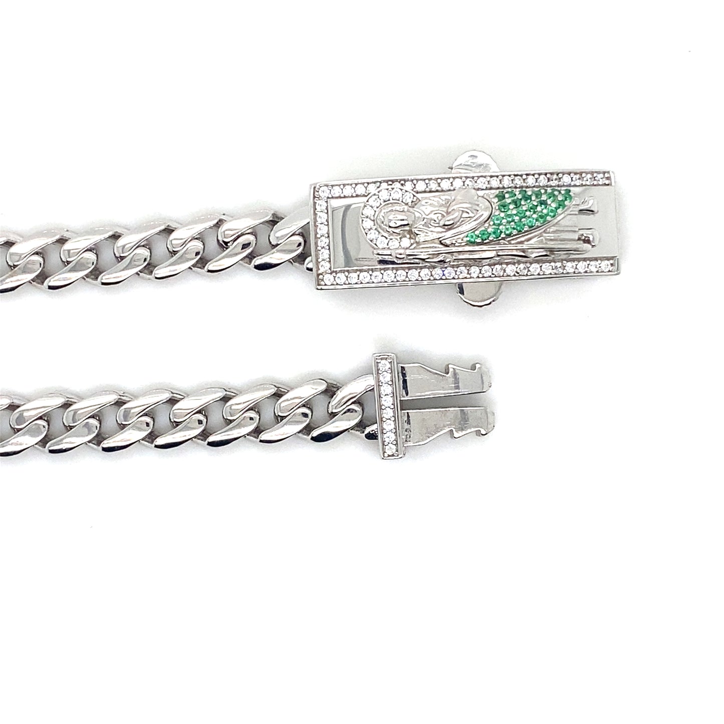 925 Sterling Silver Rectangle Saint Jude Cuban 6.5MM Bracelet