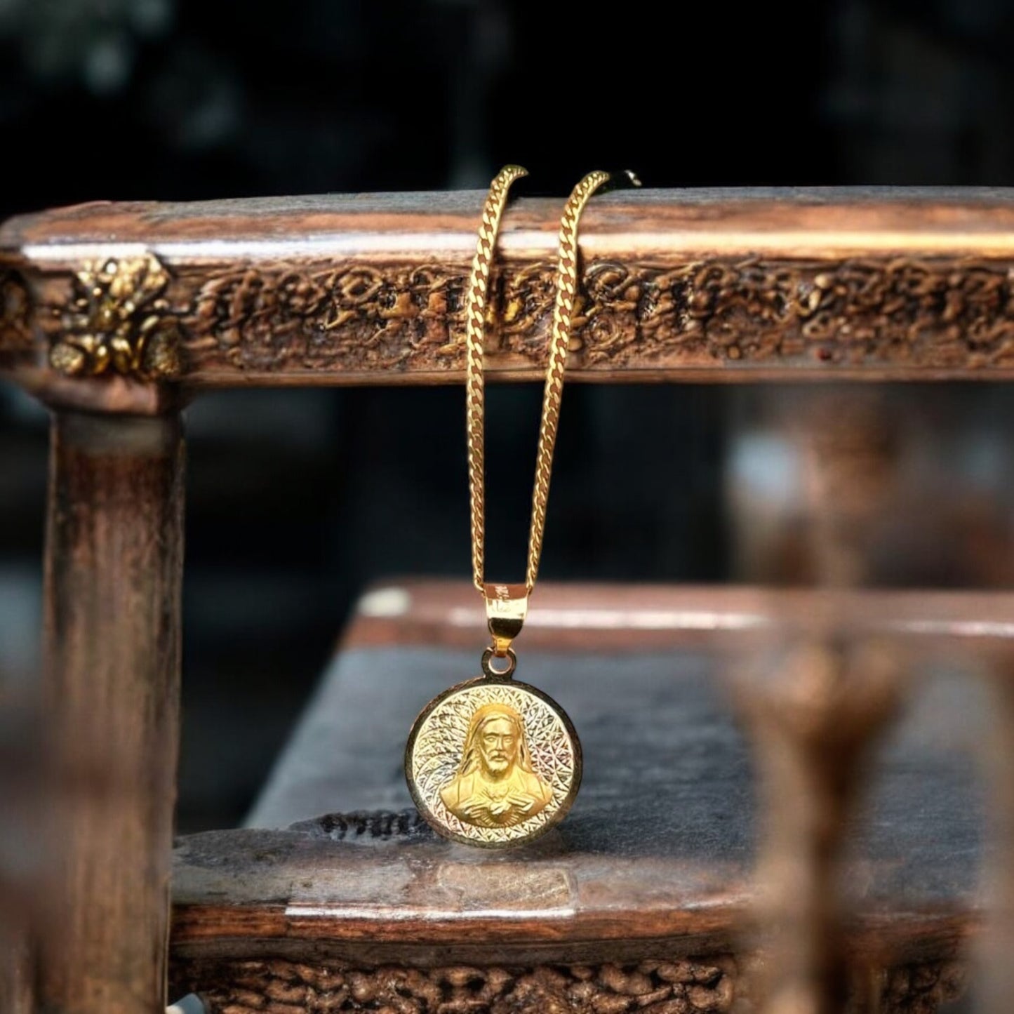 14K Multi-Tone Jesus Medallion