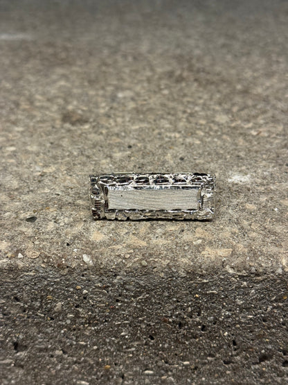 925 Silver Double Finger Nugget Name Plate Ring