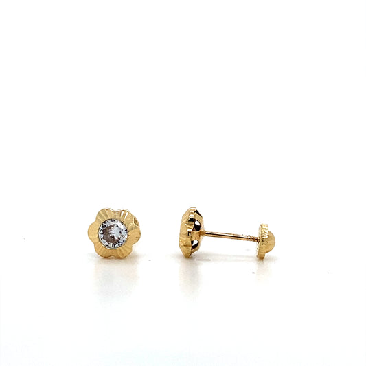 14K Yellow Gold Flower Studs