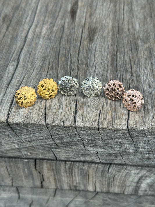 925 Silver Nugget Earrings - Rose Gold Nugget Earrings - Yellow Gold Nugget Earrings