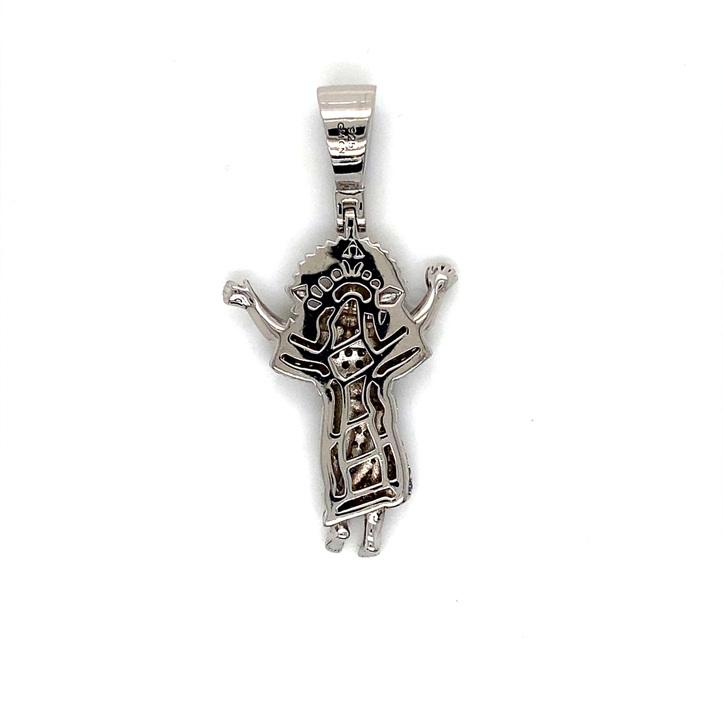 CZ Halo Baby Jesus Pendant In 925 Sterling Silver