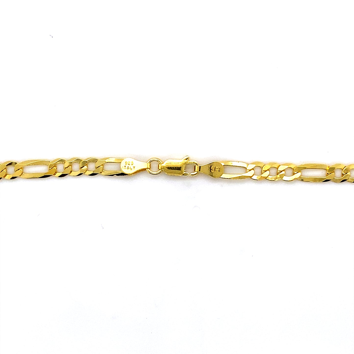 24” 5MM Gold Plated Figaro Chain In 925 Silver