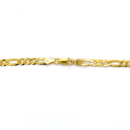 24” 5MM Gold Plated Figaro Chain In 925 Silver