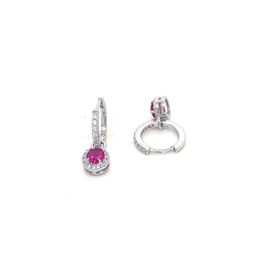 Pink Sapphire Dangle Earrings In 925 Sterling Silvers