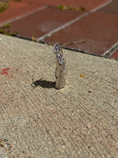 925 Sterling Silver Santa Muerte Pendant
