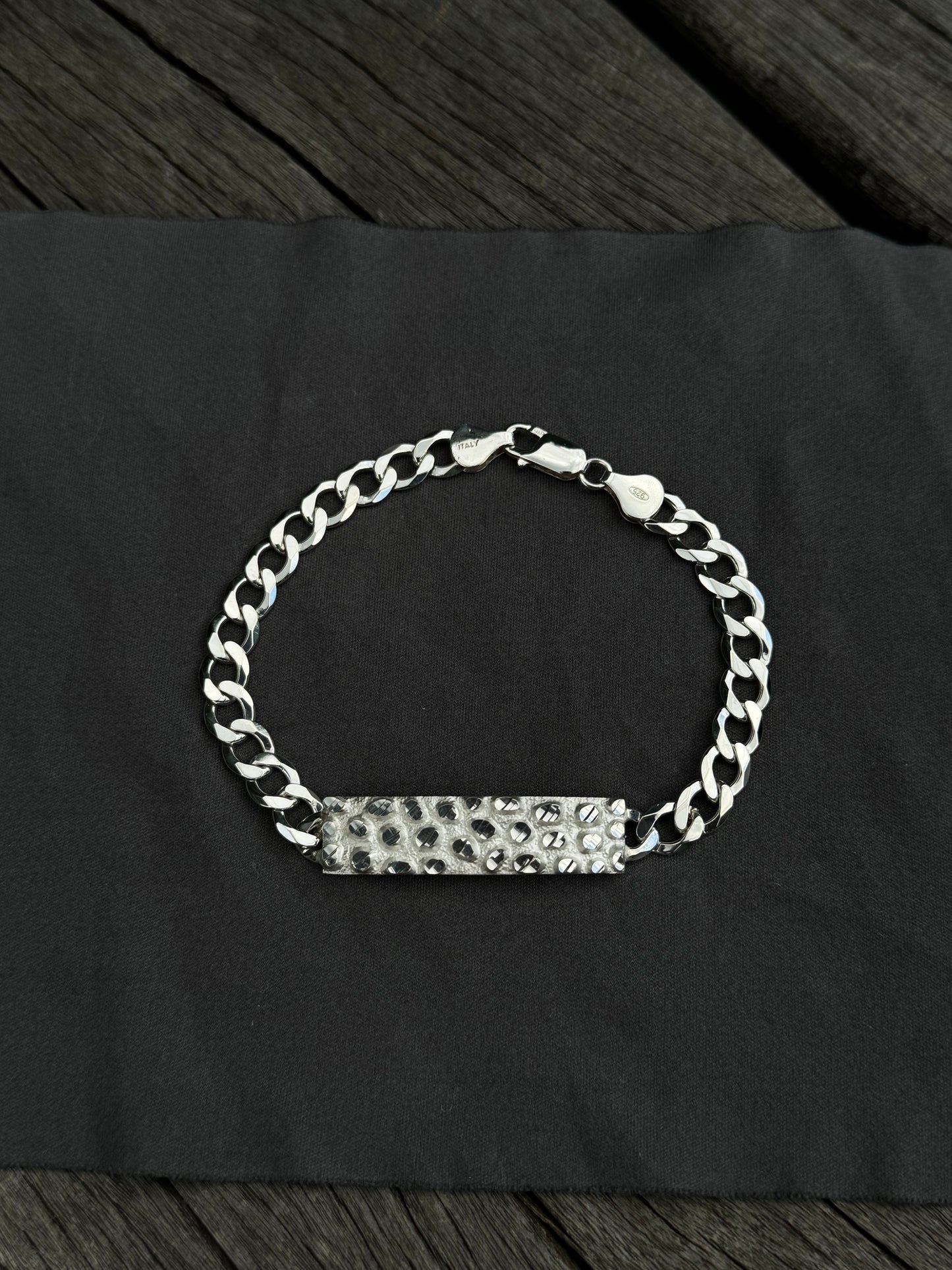 925 Silver Nugget Plate Bracelet