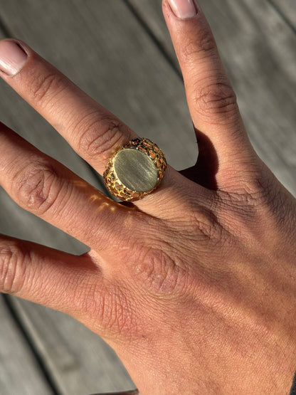 925 Silver Initial Nugget Ring