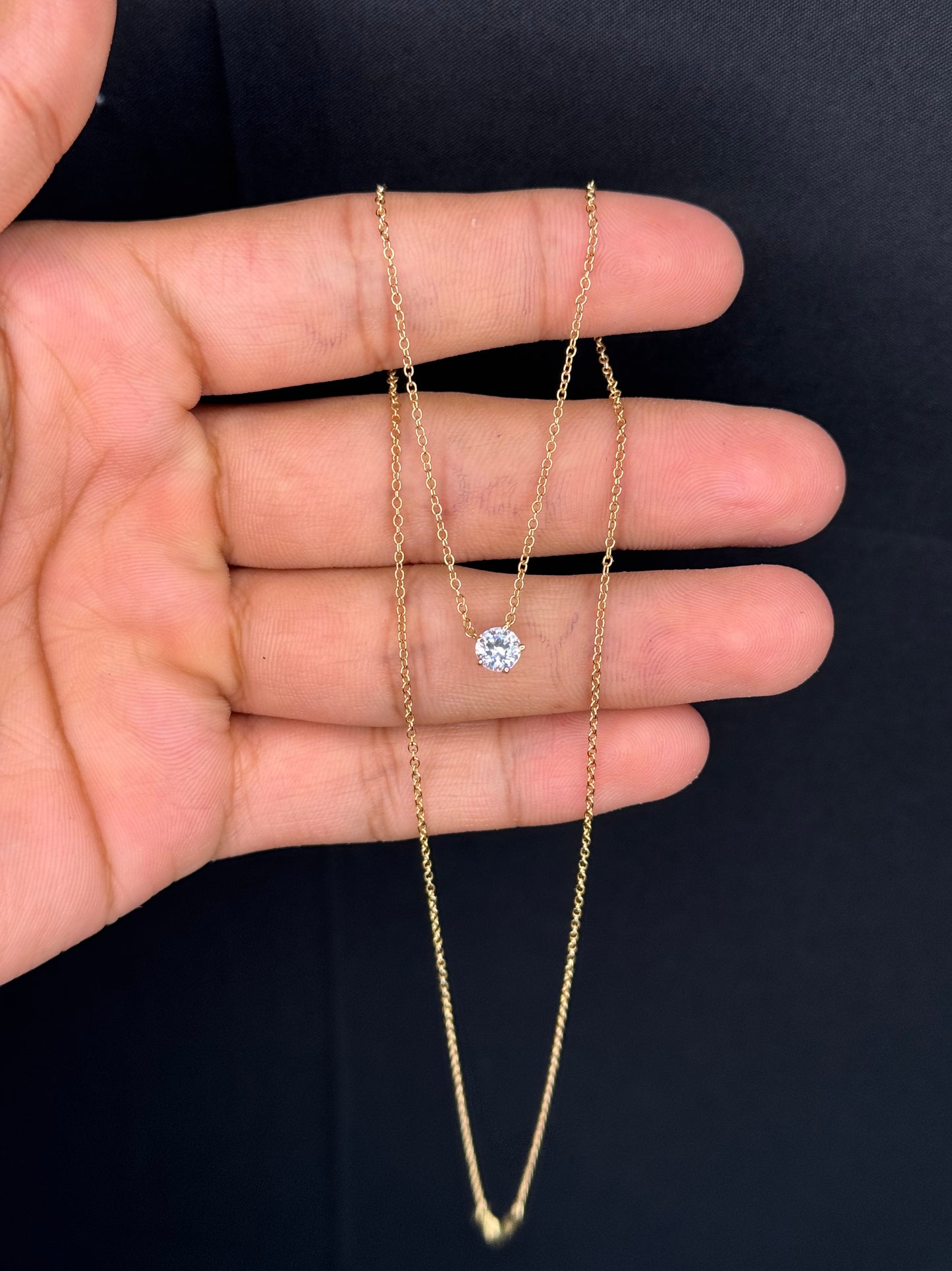 14K Yellow Gold 0.4 Ct 18" Solitaire Necklace