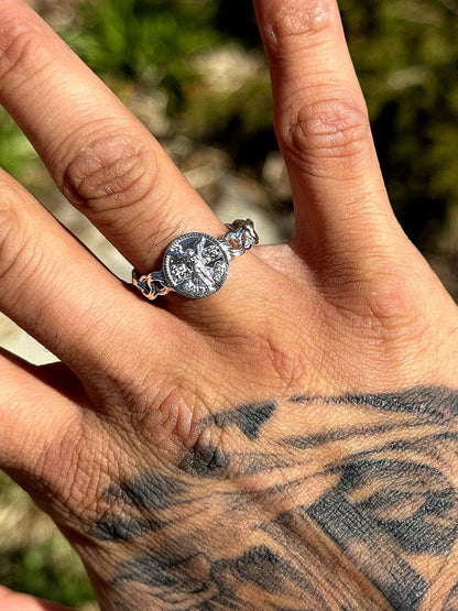 925 Silver Centenario Chino Link Ring