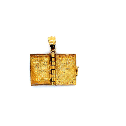 2-Tone 14K Santa Biblia Spanish Religious Charm