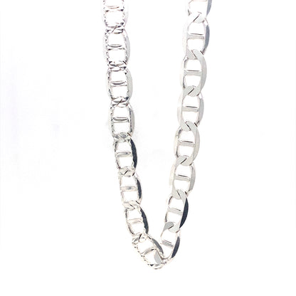 Sterling Sliver Mariner Chain Flat Link Necklaces 5.5MM 22”