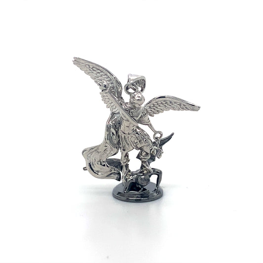 Black Rhodium Micheal Archangel Pendant In 925 Sterling Silver