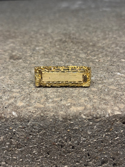 925 Silver Double Finger Nugget Name Plate Ring