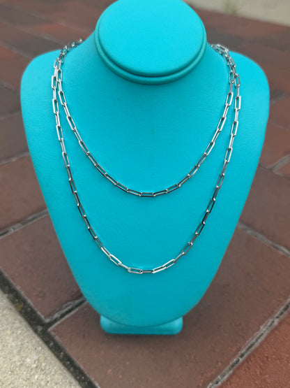 925 Sterling Silver Paper Clip 3MM Necklace Chain