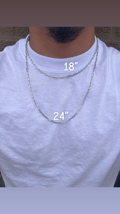 925 Sterling Silver Paper Clip 3MM Necklace Chain