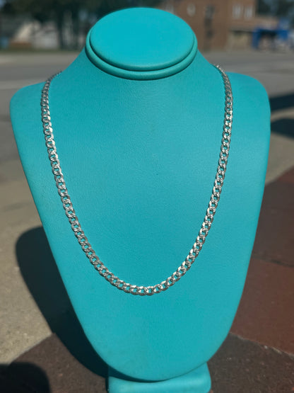 925 Sterling Silver 4MM 24” Curb Link Chain Necklace