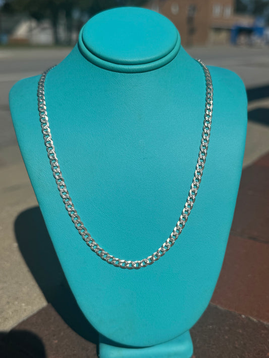 925 Sterling Silver 4MM 24” Curb Link Chain Necklace