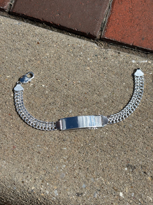 925 Sterling Silver 9MM 8” Double Curb Link ID Bracelet