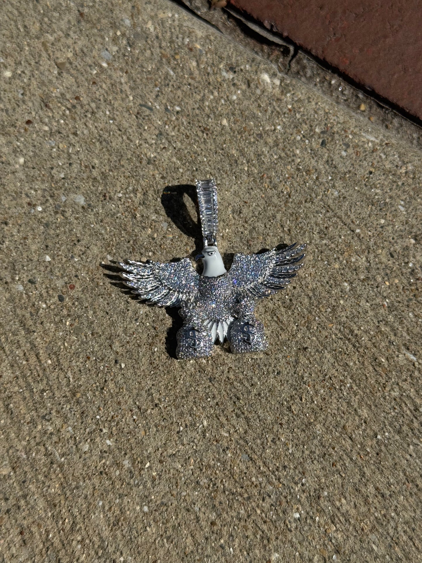 925 Sterling Silver Eagle Money Bag Pendant