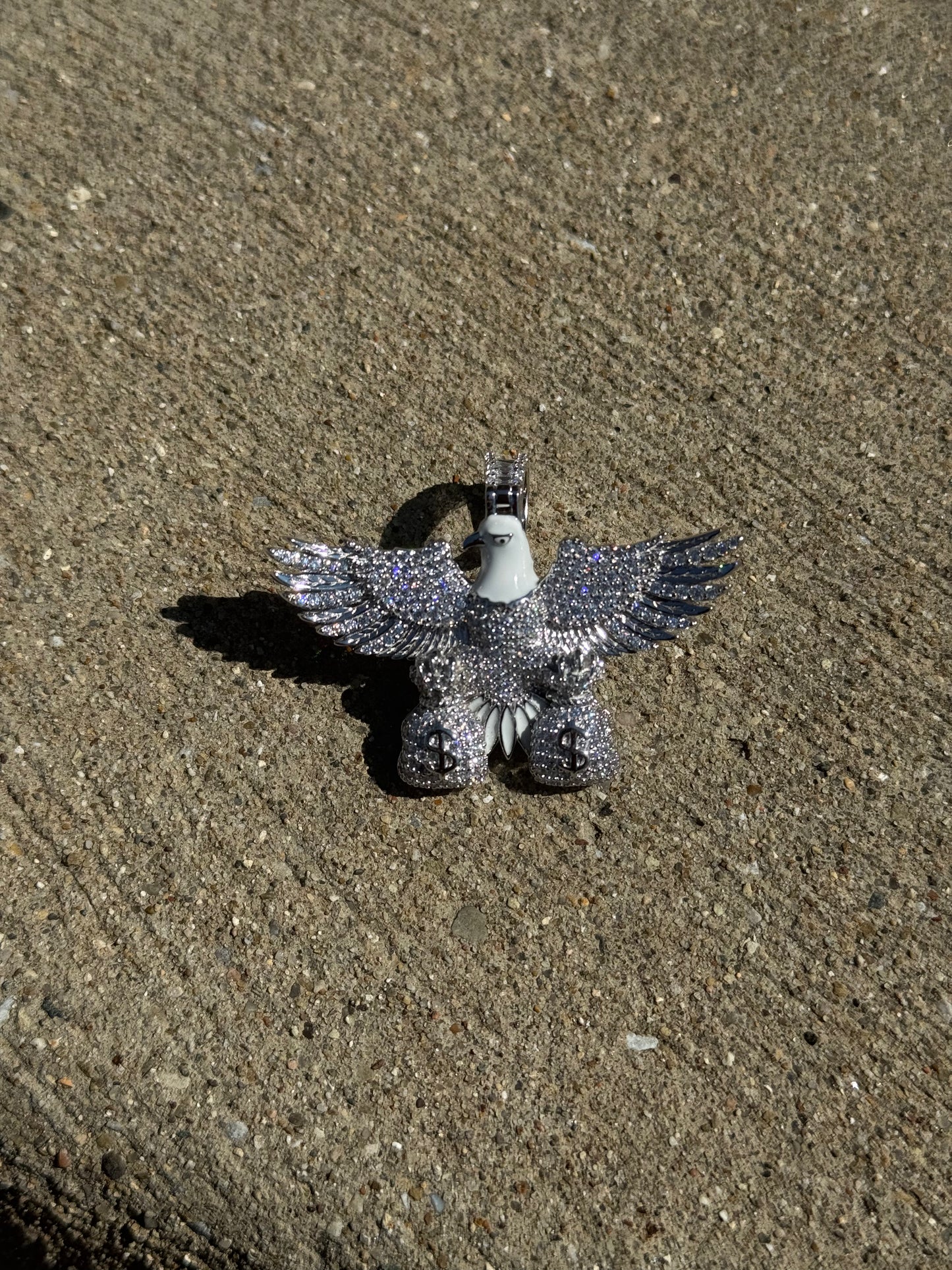 925 Sterling Silver Eagle Money Bag Pendant