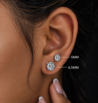 925 Sterling Silver Moissanite Round Solitaire Stud Earrings